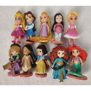 Lot of 10 Disney Animators Collection Mini Princess Doll Figures 3.5”